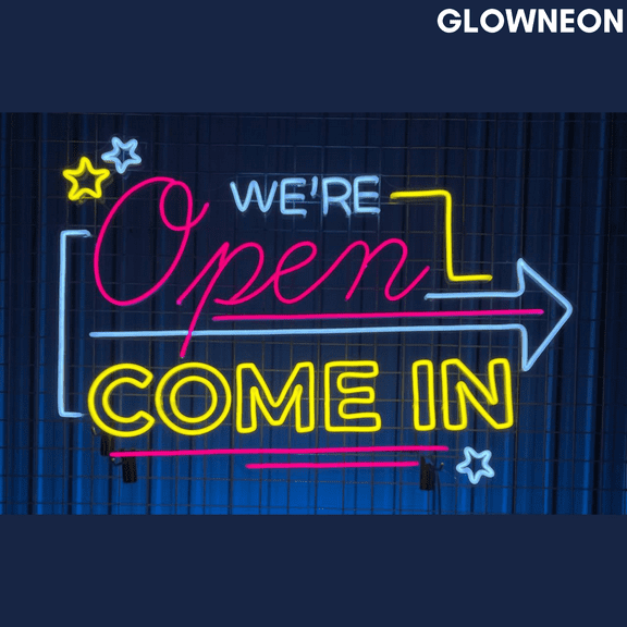 Glowneon We're Open Come In Neon Sign, Grand Logo Open Shop Led Sign