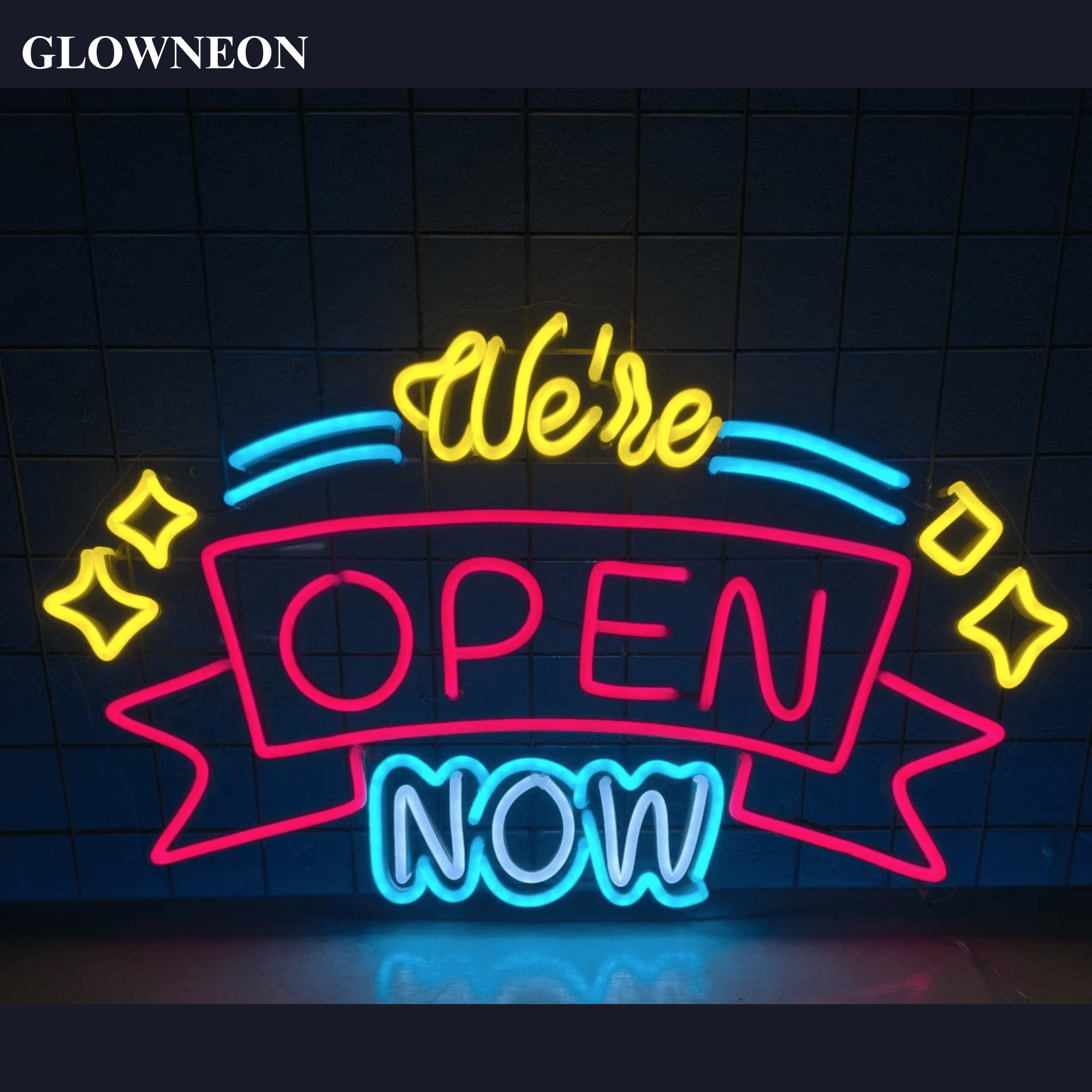 Glowneon We're Open Now Led Sign, Restaurant Decor, Store Shop Decor