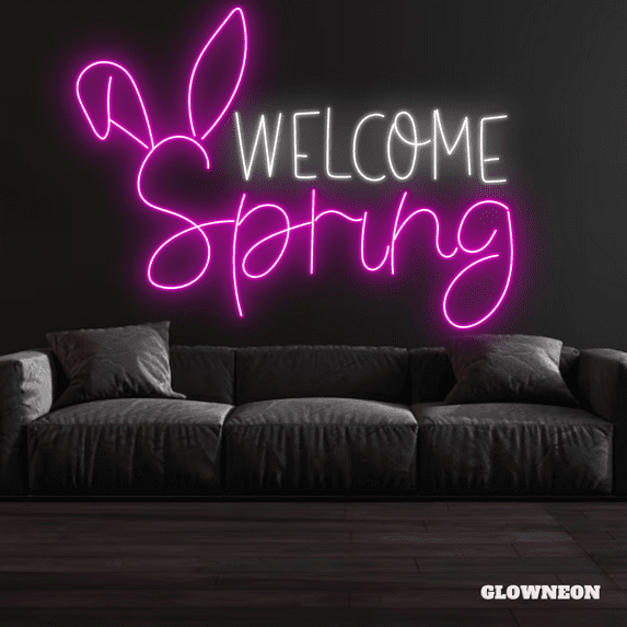Glowneon Welcome Spring Neon Sign, Easter Gifts, Easter Decor