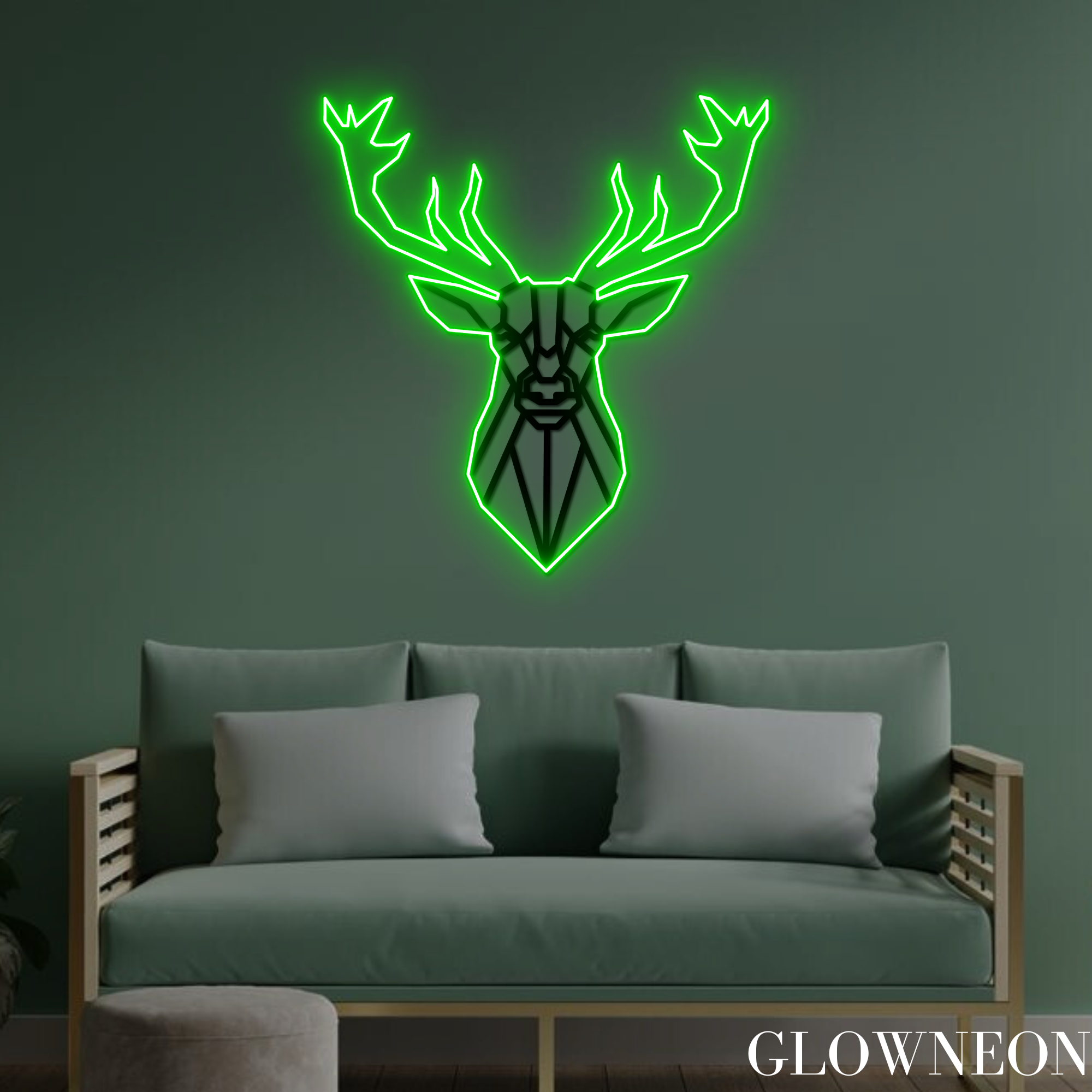 Glowneon Wild Deer Neon Print Wall Decor, Deer Hunting Home Wall Art