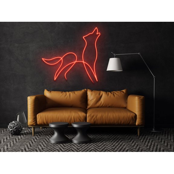 Glowneon Wolf Neon Sign, Animal Art, Wolf Lover Man Cave Wall Decor