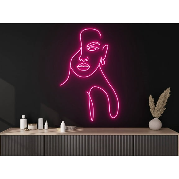 Glowneon Woman Face Line Neon Signs, Abstract Art for Girlroom Decor