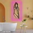 thumbnail image 1 of Glowneon Woman With Towel On Head Bathroom Wall Art, Woman Bath Decor, 1 of 5