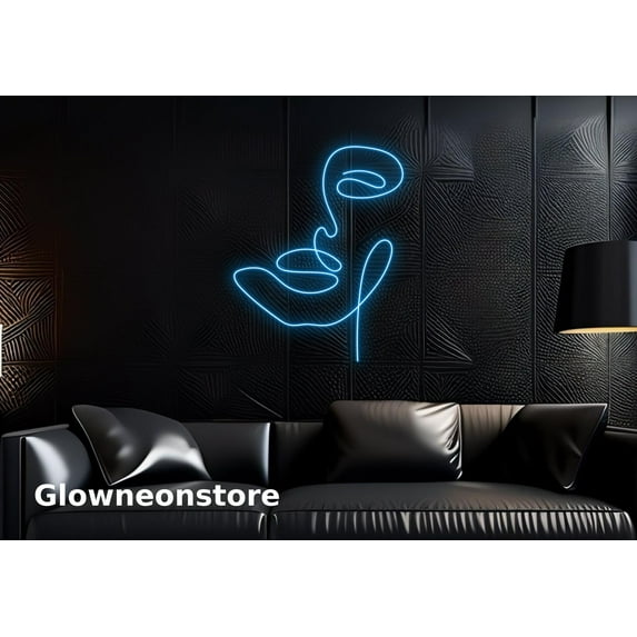 Glowneon Women Face Neon Sign, Abstract Face Led Light, Girl Face Neon Light, Bedroom Decor