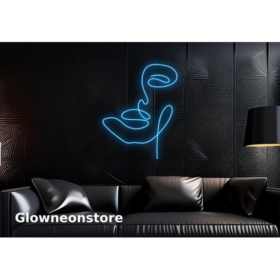 Glowneon Women Face Neon Sign, Abstract Face Led Light, Girl Face Neon Light, Bedroom Decor