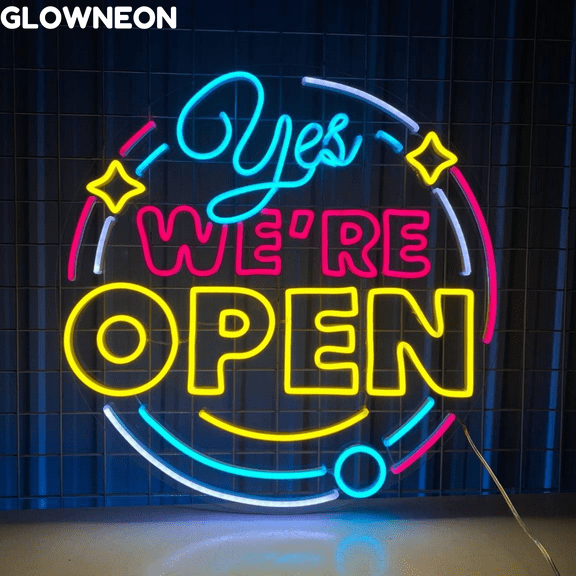 Glowneon Yes We're Open Neon Sign, Bar Led Sign, Business Open Sign