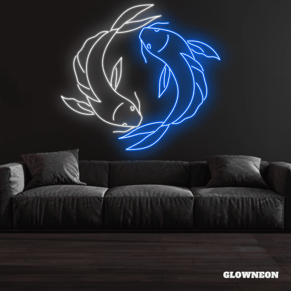 Glowneon Yin Yang Koi Fish Neon Sign, Koi Fish Sign, Koi Fish Decor