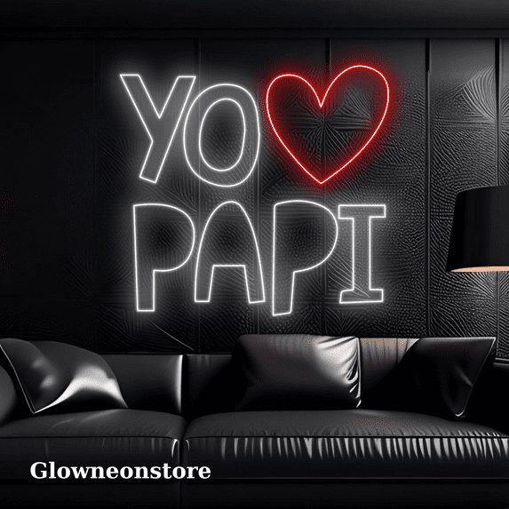 Glowneon Yo Heart Papi Neon Sign, Yo Heart Papi Led Decoration