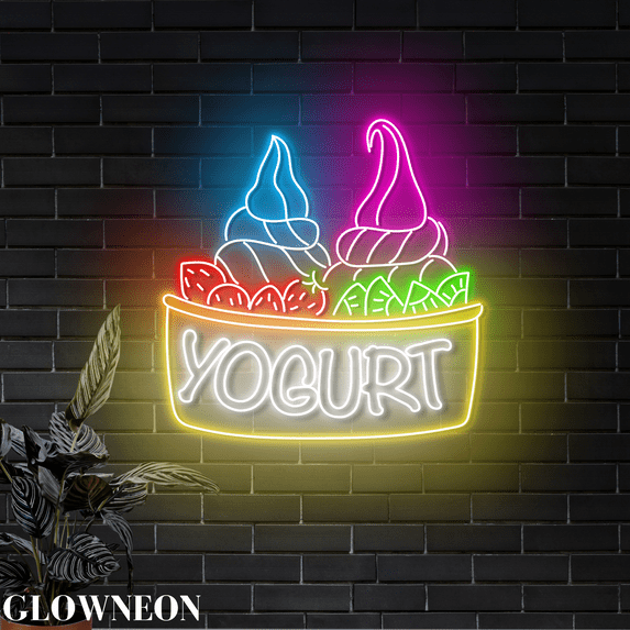 Glowneon Yogurt Neon Sign, Open Yogurt Shop Decor, Dessert Shop Sign
