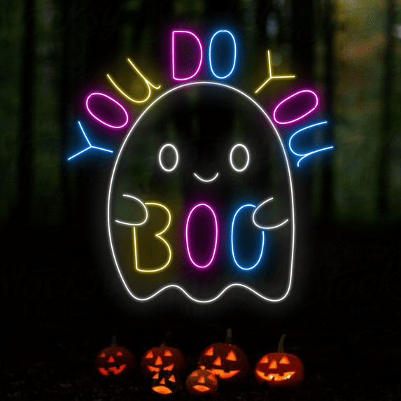 Glowneon You Do You Boo Neon Signs, Cute Ghost Halloween Wall Decor