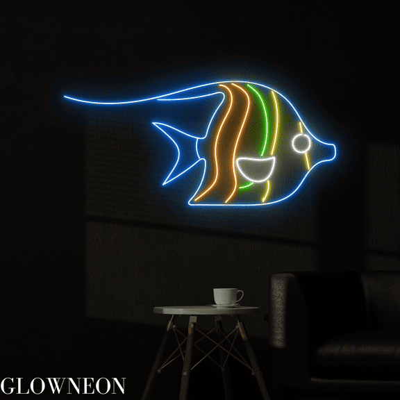 Glowneon Zanclus Cornutus Fish Neon Sign, Moorish Idol Wall Led Decor