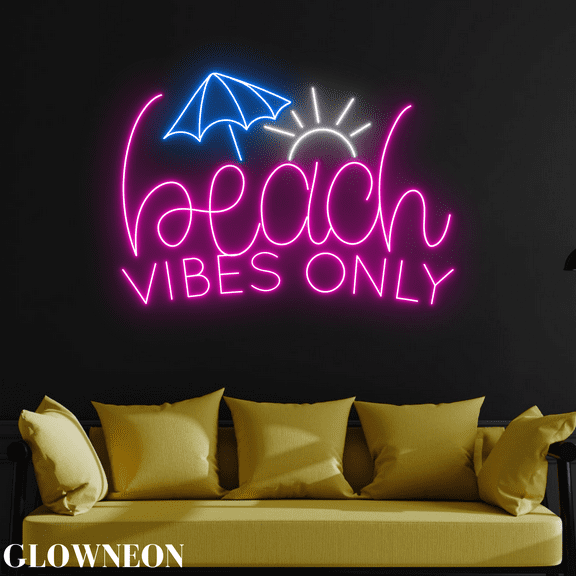 Glownneon Beach Vibes Only Led Neon Lights, Summer Beach Home Wall Art