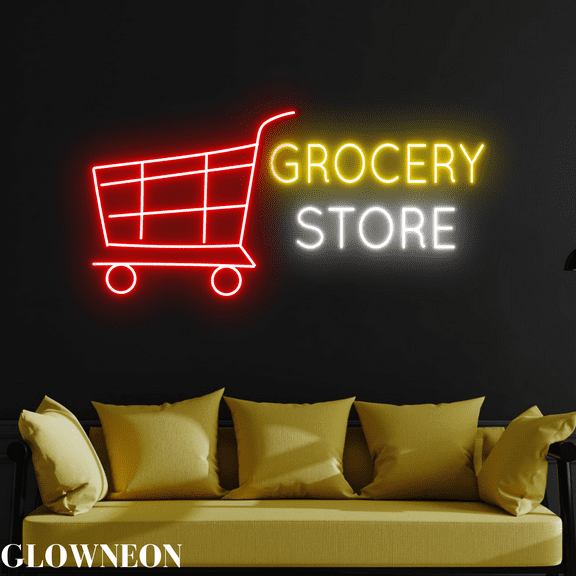 Glownneon Grocery Store Open Sign, Food & Drink Grocery Shop Neon Led