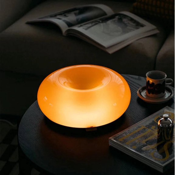 Glownut Retro Orange Glass Donut Lamp - Vintage Table and Wall Light for Home & Office Décor