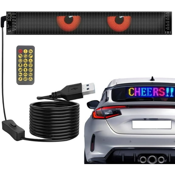 Glowpanel X Programmable Car Led Display,GlowPanel Car, Smart Remote Control,Diy Color Soft Light Display Screen, Easily Attached, Waterproof And Moisture-Proof, Suitable For Windows(12*59.5CM)