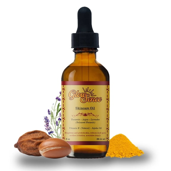 Glowsence Skincare Oil - 100% Natural Face & Skin Oil - Turmeric, Lavender, Argan, Jojoba, Vitamin E and Roseship - 2 oz