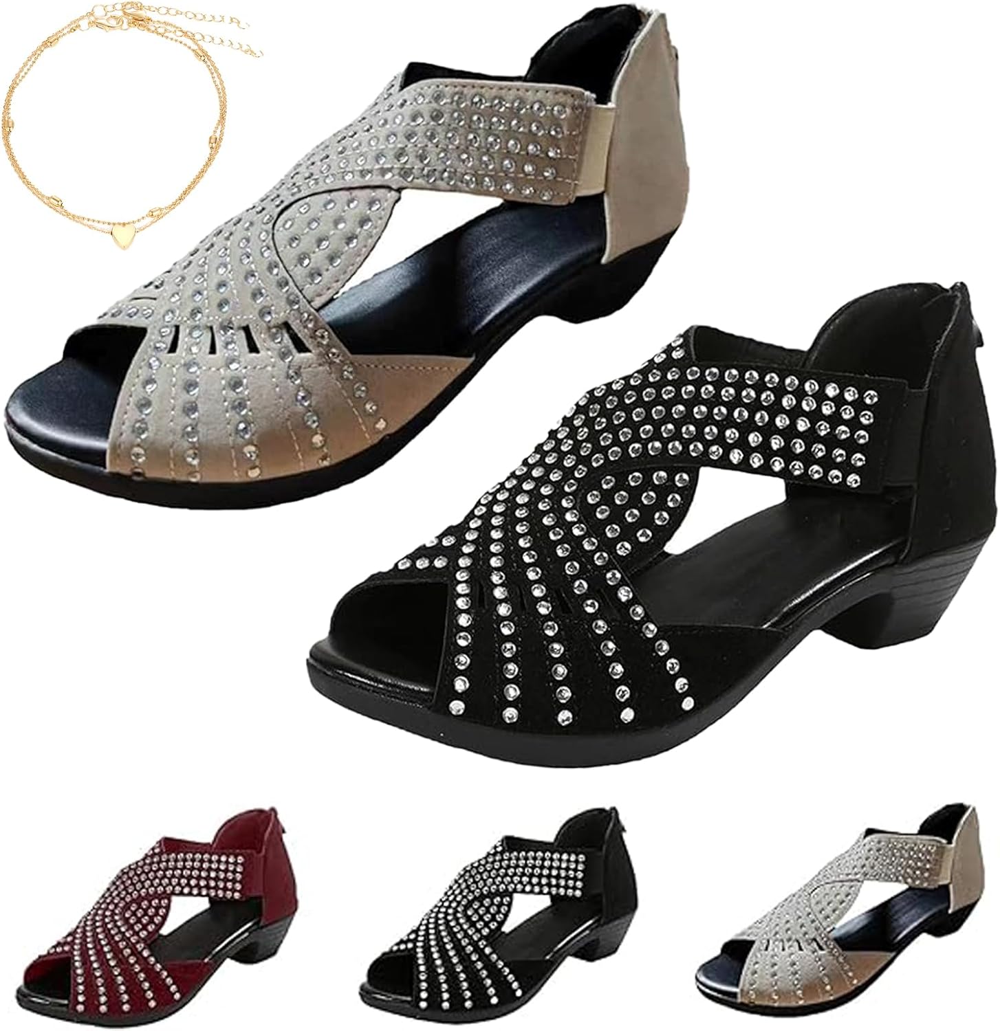 Step Sandals Glowstep Orthopedic Low Heel Cut-Out Sandals, Glow Step Comfortable ...