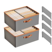 Glowvia 2-Pack Fabric Storage Bins with 4 Detachable Dividers and Handle - Foldable, Stackable Wardrobe Organizer