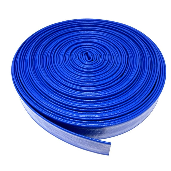 Gloxco 1-1/2" Inside Diameter (2-3/8" Flat Width) Blue Lay Flat Hose for Discharge or Backwash Water Transfer Applications, Reinforced PVC, 300' Length