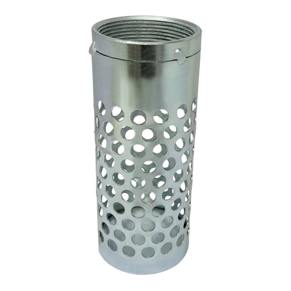 Gloxco 2" Long Style Suction Strainer, Round Hole, Zinc Plated Steel (STR-L200)