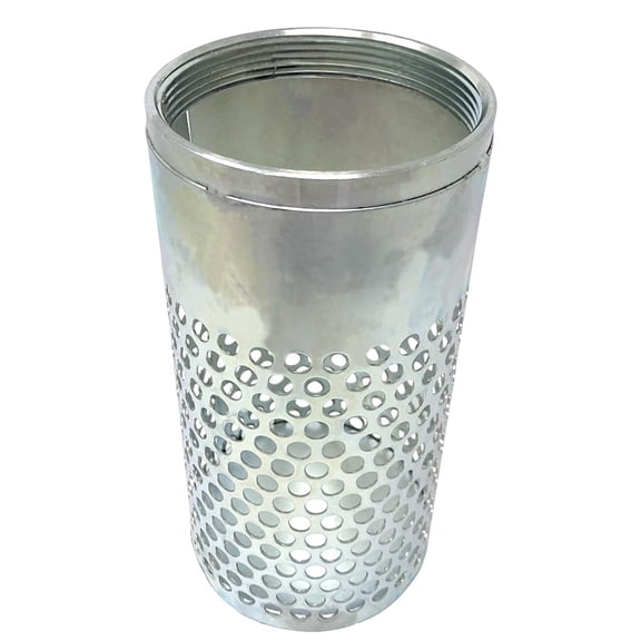 Gloxco 4" Long Style Suction Strainer, Round Hole, Zinc Plated Steel (STR-L400)