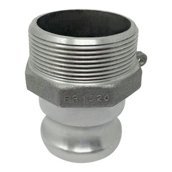 Gloxco Aluminum Type FR Cam and Groove Reducer, 1-1/2" Male Camlock Adapter x 2" Male NPT (CAM-1520-FR-AL)