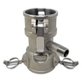thumbnail image 1 of Gloxco Camlock Fitting, Type DD with 1/2" Pipe Tap, Stainless Steel, 2" Female Camlock Coupler x 2" Female Camlock Coupler, (CAM-2020-DDPT05-SS), 1 of 6