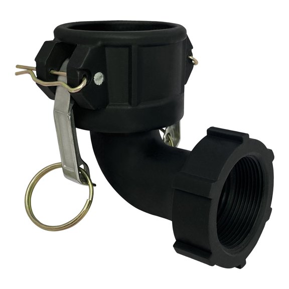 Gloxco Poly Type D Cam and Groove Fitting, 90 Degree Elbow, 1-1/2" Female Coupler x 1-1/2" Female NPT (CAM-15-D90-PP)