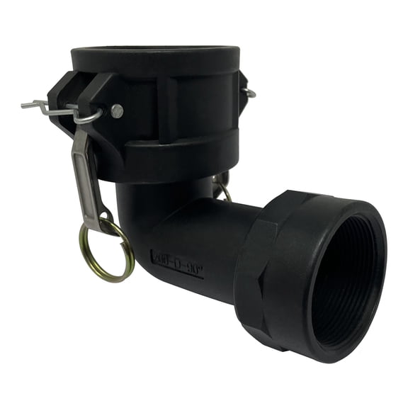 Gloxco Poly Type D Cam and Groove Fitting, 90 Degree Elbow, 2" Female Coupler x 2" Female NPT (CAM-20-D90-PP)