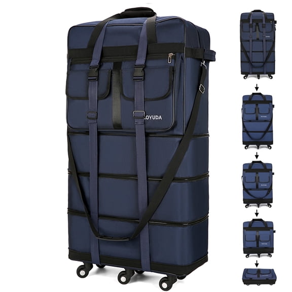 Gloyuda 130L Expandable Luggage, 40 Inch Suitcase with Wheels, Collapsible Luggage with Wheels, Rolling Duffle Bag with wheels, Foldable Suitcase with 2 Fixing Straps and 1 Shoulder Strap