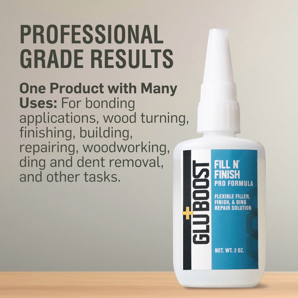 GluBoost Fill and Finish Pro Formula Clear Pore Filler (LT-1132-000) | Clear Filler for Pore Filling | Fast, Easy to Use Clear Coat Filler | Flexible Pore Filler, Finish, and Ding Repair Solution