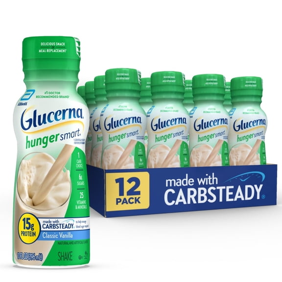 Glucerna Hunger Smart Diabetes Care Shake, Classic Vanilla, 10 Fl Oz, 12 Pack