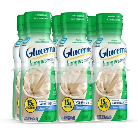 Glucerna Hunger Smart Diabetic Protein Shake, Classic Vanilla, 10-fl-oz Bottle, 6 Count