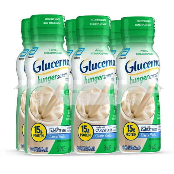 Glucerna Hunger Smart Diabetic Protein Shake, Classic Vanilla, 10-fl-oz Bottle, 6 Count