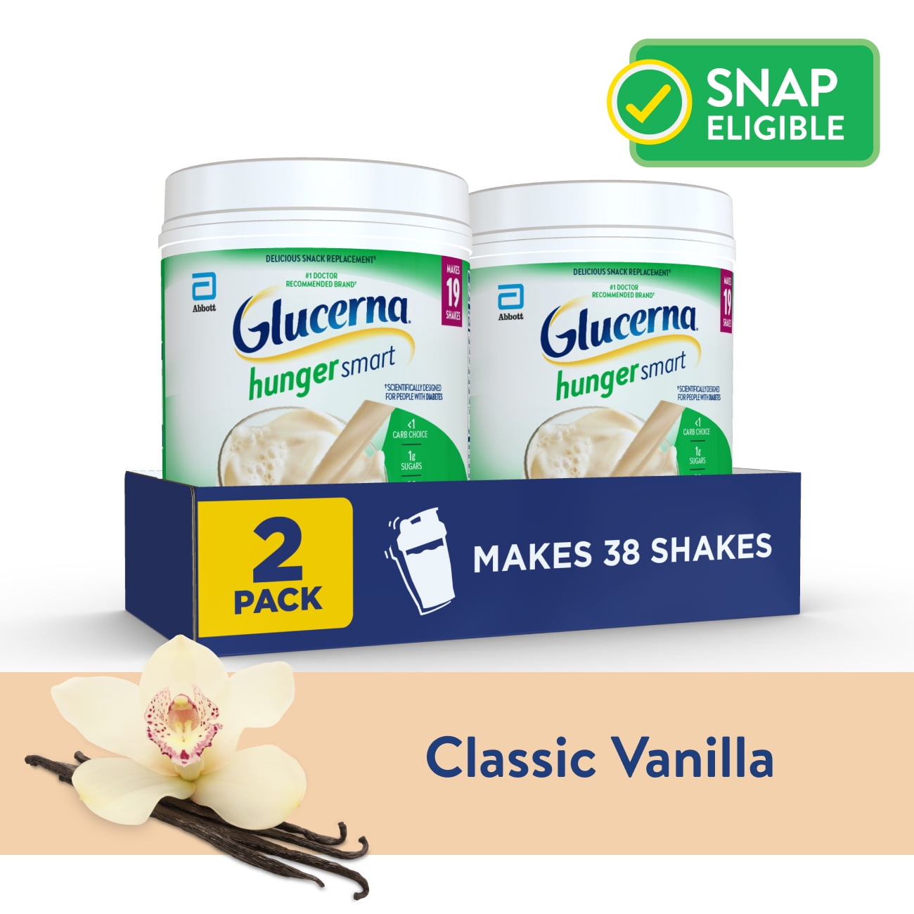 Glucerna Hunger Smart Powder, Diabetic Protein Shake, Classic Vanilla