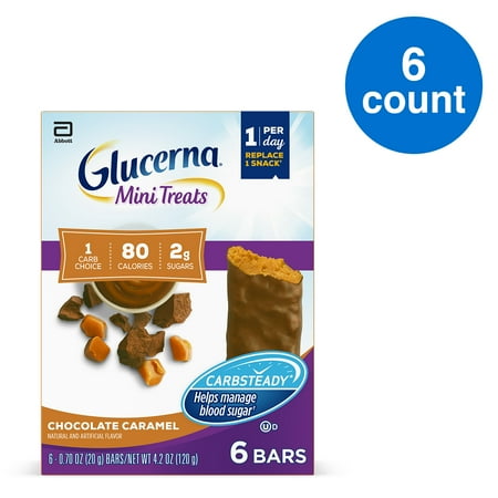 Glucerna Mini Treat Bars, To Help Manage Blood Sugar, Chocolate Caramel, 0.70 oz, 6 Count