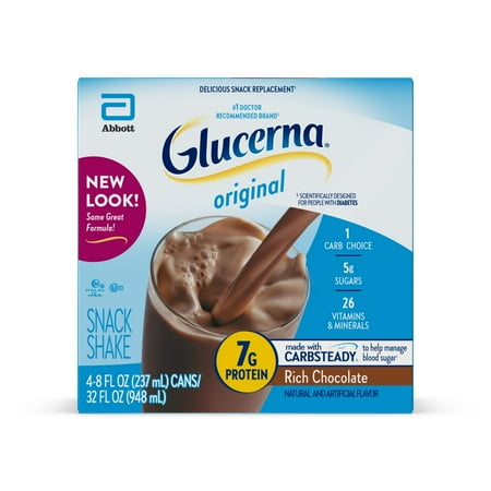 Glucerna Nutritional Snack Shake, Rich Chocolate, 8-fl-oz Can, 4 Count