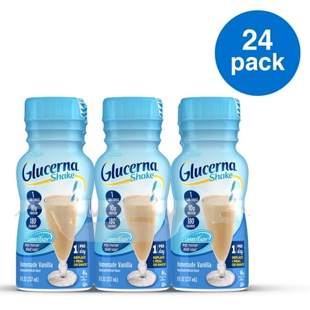 Glucerna Original Diabetic Protein Shake, Homemade Vanilla, 8 fl oz Bottle, 24 Count