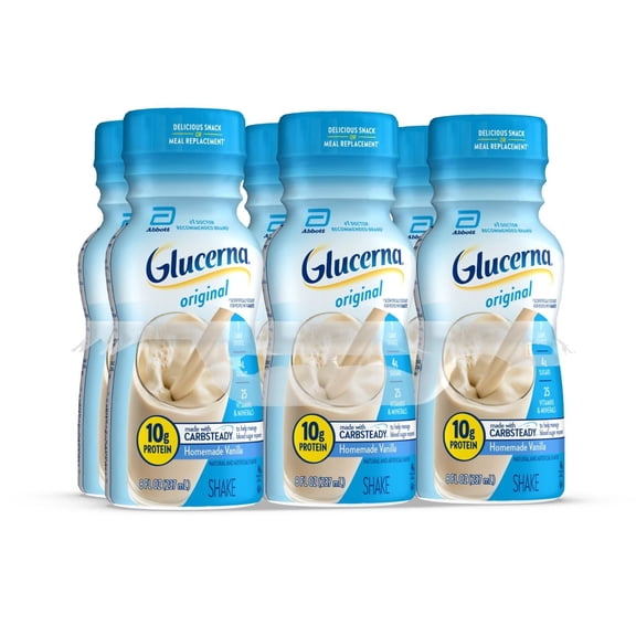 Glucerna Original Diabetic Protein Shake, Homemade Vanilla, 8-fl-oz Bottle, 6 Pack