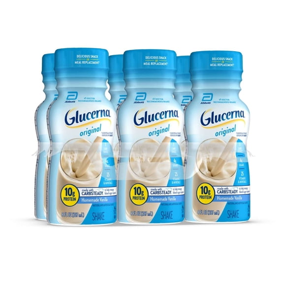 Glucerna Original Diabetic Protein Shake, Homemade Vanilla, 8 fl oz Bottle, 6 Count