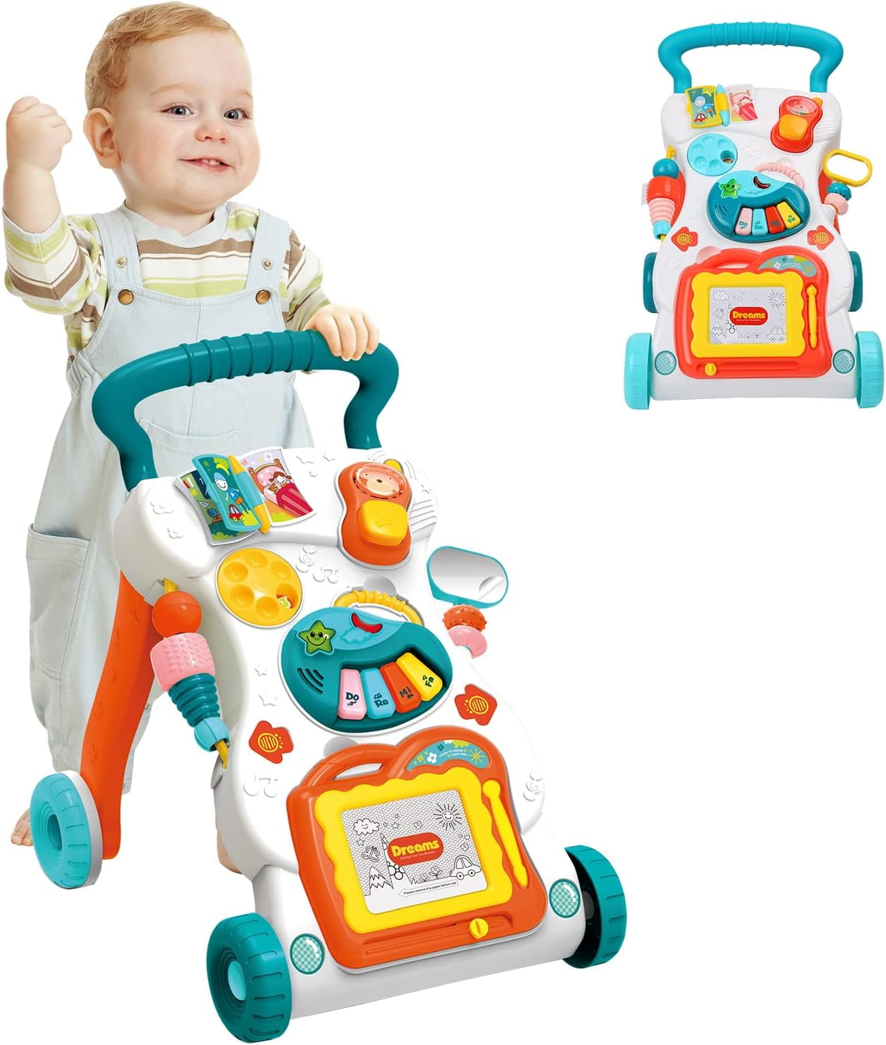 Gluck 3in1 baby walker with drawing board for girls boysbaby sit to stand learning walkers