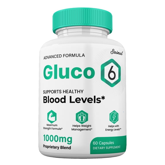Gluco 6 Blood Support Capsules, Gluco 6 Pills All Natural Formula, Gluco6 Supplement Maximum Strength (1 Pack)