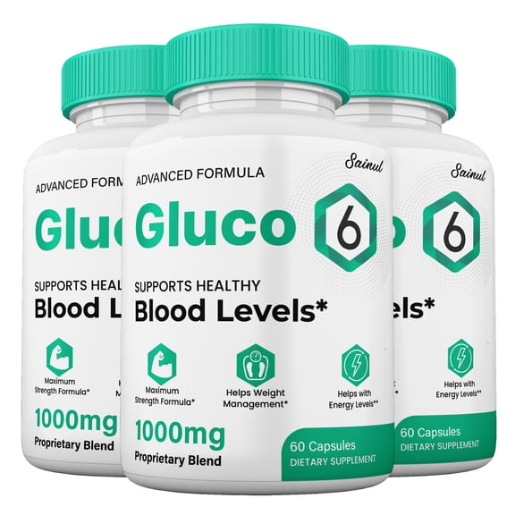 Gluco 6 Blood Support Capsules, Gluco 6 Pills All Natural Formula, Gluco6 Supplement Maximum Strength (3 Pack)
