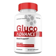 Gluco Advance Capsules, Gluco Advanced Pills Blood Support Supplement Maximum Strength, All Natural Glycogen Formula 1 Pack