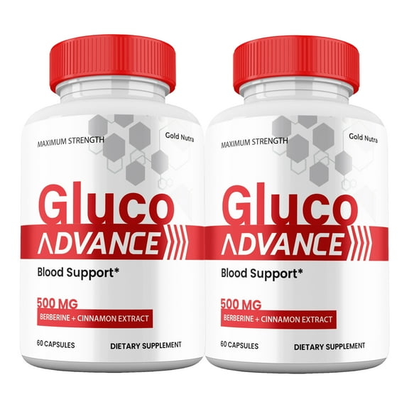 Gluco Advance Capsules, Gluco Advanced Pills Blood Support Supplement Maximum Strength, All Natural Glycogen Formula (2 Pack)