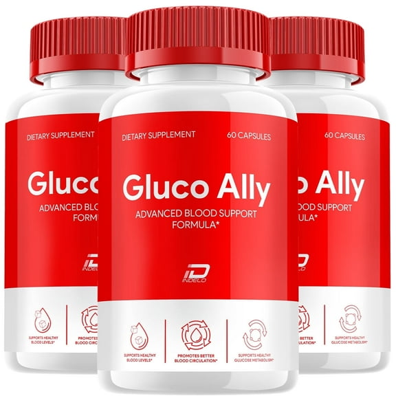 Gluco Ally Blood Support Capsules - Gluco Ally Advanced Supplement, 3 Pack, 180 Capsules