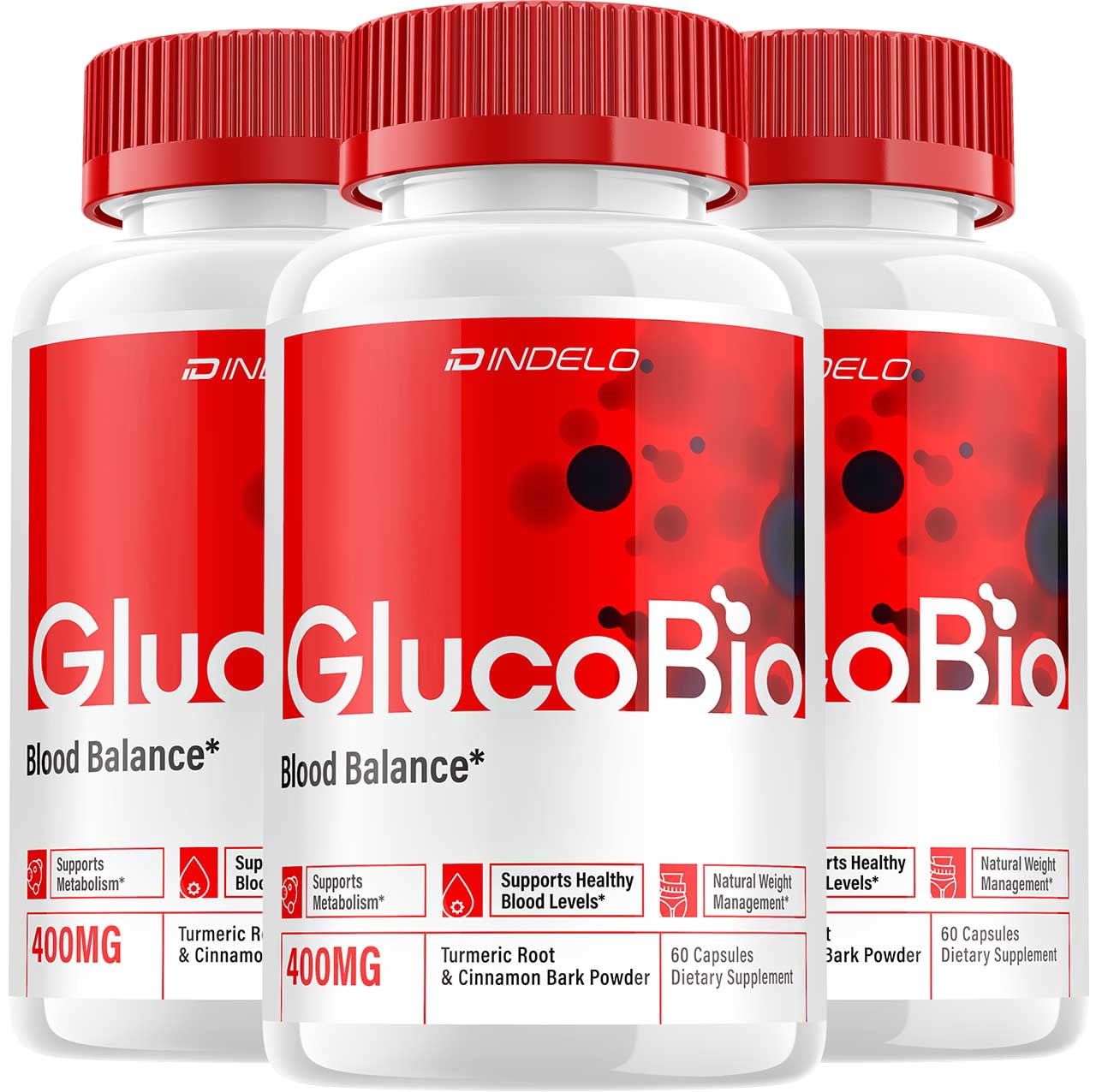 Gluco Bio Blood Support Capsules - GlucoBio Advanced Formula, 3 Pack, 180 Capsules