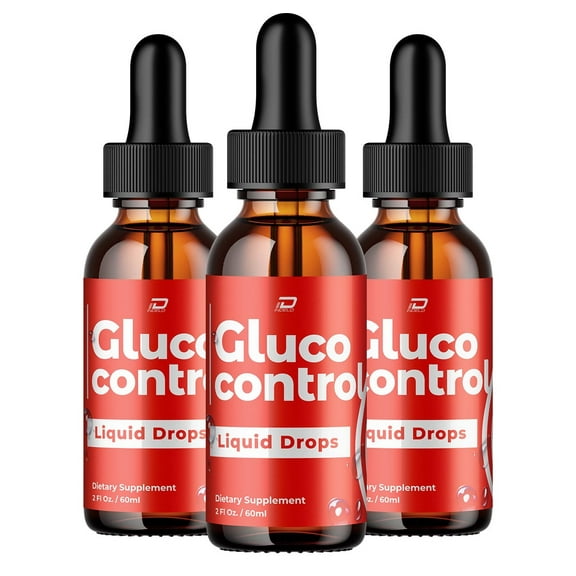 Gluco Control Liquid Drops Healthy Blood Support Formula GlucoControl Dietary Supplement Drops, 3 Pack, 3 Month Supply