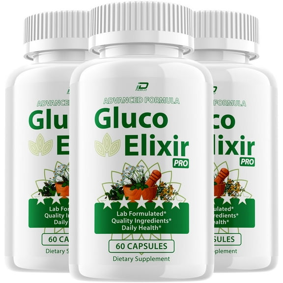 Gluco Elixir Capsules – GlucoElixir Natural Blend Glycogen Support, 3 Pack, 180 Capsules