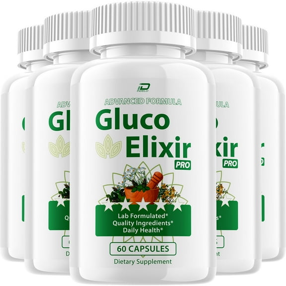 Gluco Elixir Capsules – GlucoElixir Natural Blend Glycogen Support, 5 Pack, 300 Capsules